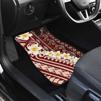 Red Vintage Tonga Ngatu Pattern With Plumeria Car Mats LT05 - Polynesian Pride