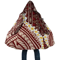 Red Vintage Tonga Ngatu Pattern With Plumeria Cloak LT05 Unisex Red - Polynesian Pride