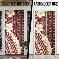 Red Vintage Tonga Ngatu Pattern With Plumeria Door Cover - Polynesian Pride
