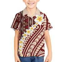 Red Vintage Tonga Ngatu Pattern With Plumeria Hawaiian Shirt LT05 - Polynesian Pride