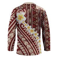 Red Vintage Tonga Ngatu Pattern With Plumeria Hockey Jersey - Polynesian Pride