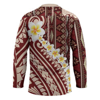 Red Vintage Tonga Ngatu Pattern With Plumeria Hockey Jersey LT05 - Polynesian Pride