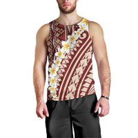 Red Vintage Tonga Ngatu Pattern With Plumeria Men Tank Top LT05 - Polynesian Pride