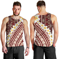 Red Vintage Tonga Ngatu Pattern With Plumeria Men Tank Top LT05 - Polynesian Pride