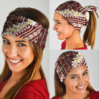 Red Vintage Tonga Ngatu Pattern With Plumeria Neck Gaiter LT05 - Polynesian Pride