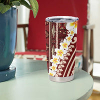 Red Vintage Tonga Ngatu Pattern With Plumeria Tumbler Cup LT05 - Polynesian Pride