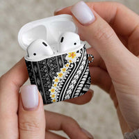 Black Vintage Tonga Ngatu Pattern With Plumeria AirPods Case LT05 - Polynesian Pride