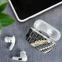 Black Vintage Tonga Ngatu Pattern With Plumeria AirPods Case LT05 - Polynesian Pride