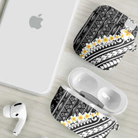 Black Vintage Tonga Ngatu Pattern With Plumeria AirPods Case LT05 - Polynesian Pride
