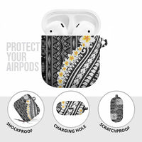 Black Vintage Tonga Ngatu Pattern With Plumeria AirPods Case LT05 - Polynesian Pride