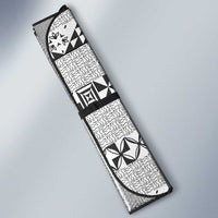 Black Vintage Tonga Ngatu Pattern With Plumeria Auto Sun Shade - Polynesian Pride