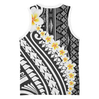 Black Vintage Tonga Ngatu Pattern With Plumeria Basketball Jersey LT05 - Polynesian Pride