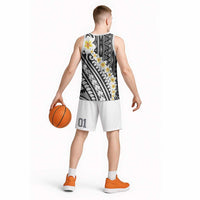 Black Vintage Tonga Ngatu Pattern With Plumeria Basketball Jersey LT05 - Polynesian Pride