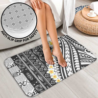 Black Vintage Tonga Ngatu Pattern With Plumeria Bathroom Set - Polynesian Pride