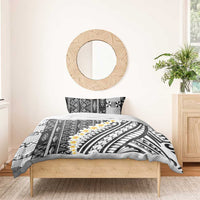 Black Vintage Tonga Ngatu Pattern With Plumeria Bedding Set - Polynesian Pride