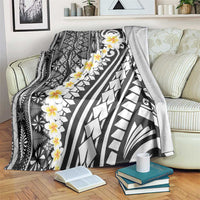 Black Vintage Tonga Ngatu Pattern With Plumeria Blanket - Polynesian Pride
