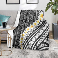 Black Vintage Tonga Ngatu Pattern With Plumeria Blanket - Polynesian Pride