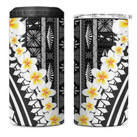 Black Vintage Tonga Ngatu Pattern With Plumeria 4 in 1 Can Cooler Tumbler LT05 One Size: 16 oz Black - Polynesian Pride