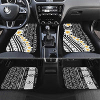 Black Vintage Tonga Ngatu Pattern With Plumeria Car Mats LT05 Set 4pcs Black - Polynesian Pride