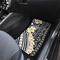 Black Vintage Tonga Ngatu Pattern With Plumeria Car Mats LT05 - Polynesian Pride