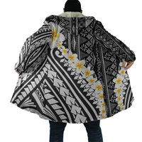 Black Vintage Tonga Ngatu Pattern With Plumeria Cloak LT05 - Polynesian Pride