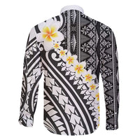Black Vintage Tonga Ngatu Pattern With Plumeria Family Matching Summer Maxi Dress and Hawaiian Shirt - Polynesian Pride
