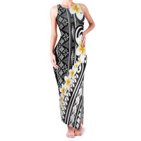 Black Vintage Tonga Ngatu Pattern With Plumeria Family Matching Tank Maxi Dress and Hawaiian Shirt - Polynesian Pride
