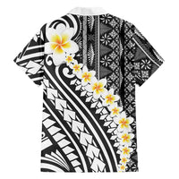 Black Vintage Tonga Ngatu Pattern With Plumeria Hawaiian Shirt LT05 - Polynesian Pride