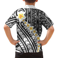 Black Vintage Tonga Ngatu Pattern With Plumeria Hawaiian Shirt LT05 - Polynesian Pride