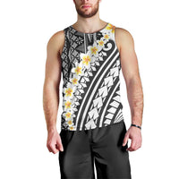 Black Vintage Tonga Ngatu Pattern With Plumeria Men Tank Top LT05 - Polynesian Pride