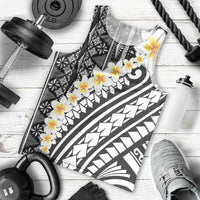 Black Vintage Tonga Ngatu Pattern With Plumeria Men Tank Top LT05 - Polynesian Pride