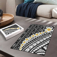 Black Vintage Tonga Ngatu Pattern With Plumeria Puzzle LT05 - Polynesian Pride
