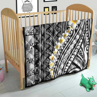 Black Vintage Tonga Ngatu Pattern With Plumeria Quilt - Polynesian Pride