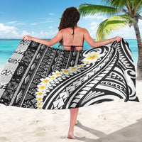 Black Vintage Tonga Ngatu Pattern With Plumeria Sarong - Polynesian Pride