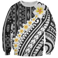 Black Vintage Tonga Ngatu Pattern With Plumeria Sweatshirt LT05 Unisex Black - Polynesian Pride