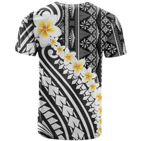 Black Vintage Tonga Ngatu Pattern With Plumeria T Shirt LT05 - Polynesian Pride