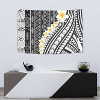 Black Vintage Tonga Ngatu Pattern With Plumeria Tapestry - Polynesian Pride