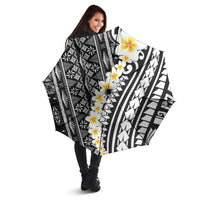 Black Vintage Tonga Ngatu Pattern With Plumeria Umbrella LT05 - Polynesian Pride