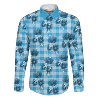 Blue Palaka Hawaii Family Matching Mermaid Dress and Hawaiian Shirt Hawaiian Lehua Blossoms