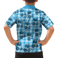 Blue Palaka Hawaii Family Matching Tank Maxi Dress and Hawaiian Shirt Hawaiian Lehua Blossoms