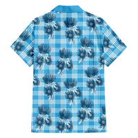 Blue Palaka Hawaii Family Matching Tank Maxi Dress and Hawaiian Shirt Hawaiian Lehua Blossoms