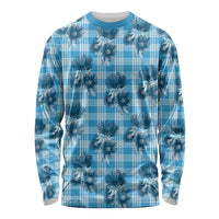 Blue Palaka Hawaii Long Sleeve Shirt Hawaiian Lehua Blossoms LT05 Unisex Blue - Polynesian Pride