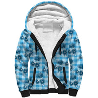 Blue Palaka Hawaii Sherpa Hoodie Hawaiian Lehua Blossoms LT05 Unisex Blue - Polynesian Pride