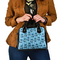 Blue Palaka Hawaii Shoulder Handbag Hawaiian Lehua Blossoms LT05 - Polynesian Pride