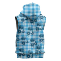 Blue Palaka Hawaii Sleeveless Zip Hoodie Hawaiian Lehua Blossoms LT05 - Polynesian Pride