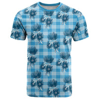 Blue Palaka Hawaii T Shirt Hawaiian Lehua Blossoms LT05 Blue - Polynesian Pride