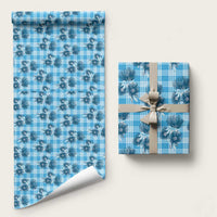Blue Palaka Hawaii Wrapping Paper Hawaiian Lehua Blossoms LT05 58" × 23" Blue - Polynesian Pride
