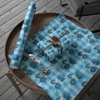 Blue Palaka Hawaii Wrapping Paper Hawaiian Lehua Blossoms LT05 - Polynesian Pride