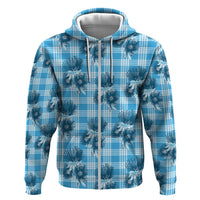Blue Palaka Hawaii Zip Hoodie Hawaiian Lehua Blossoms LT05 Zip Hoodie Blue - Polynesian Pride