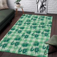 Green Palaka Hawaii Area Rug Hawaiian Lehua Blossoms LT05 Green - Polynesian Pride